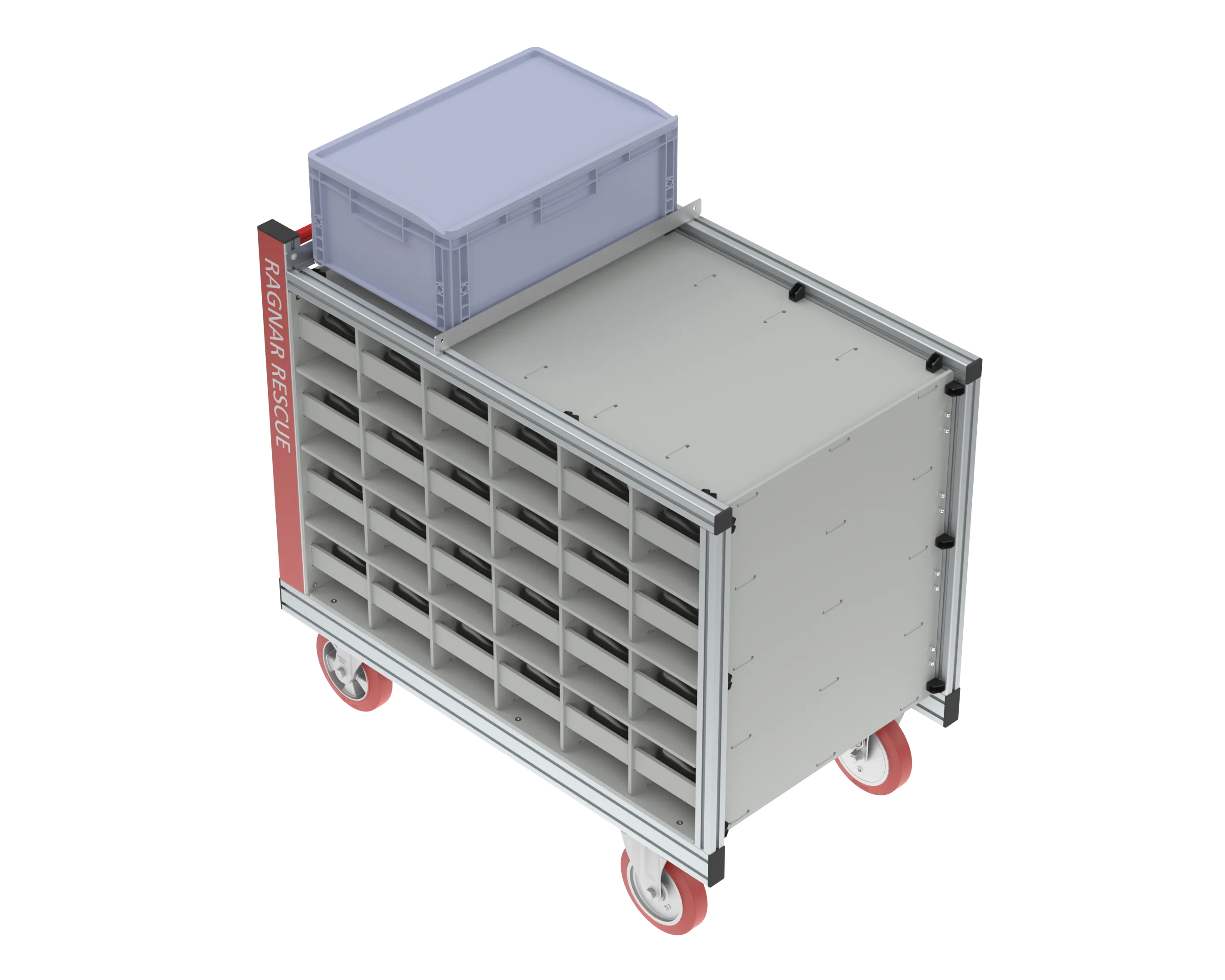 RC Atemluftflaschen — Rollcontainer, isometrische Ansicht