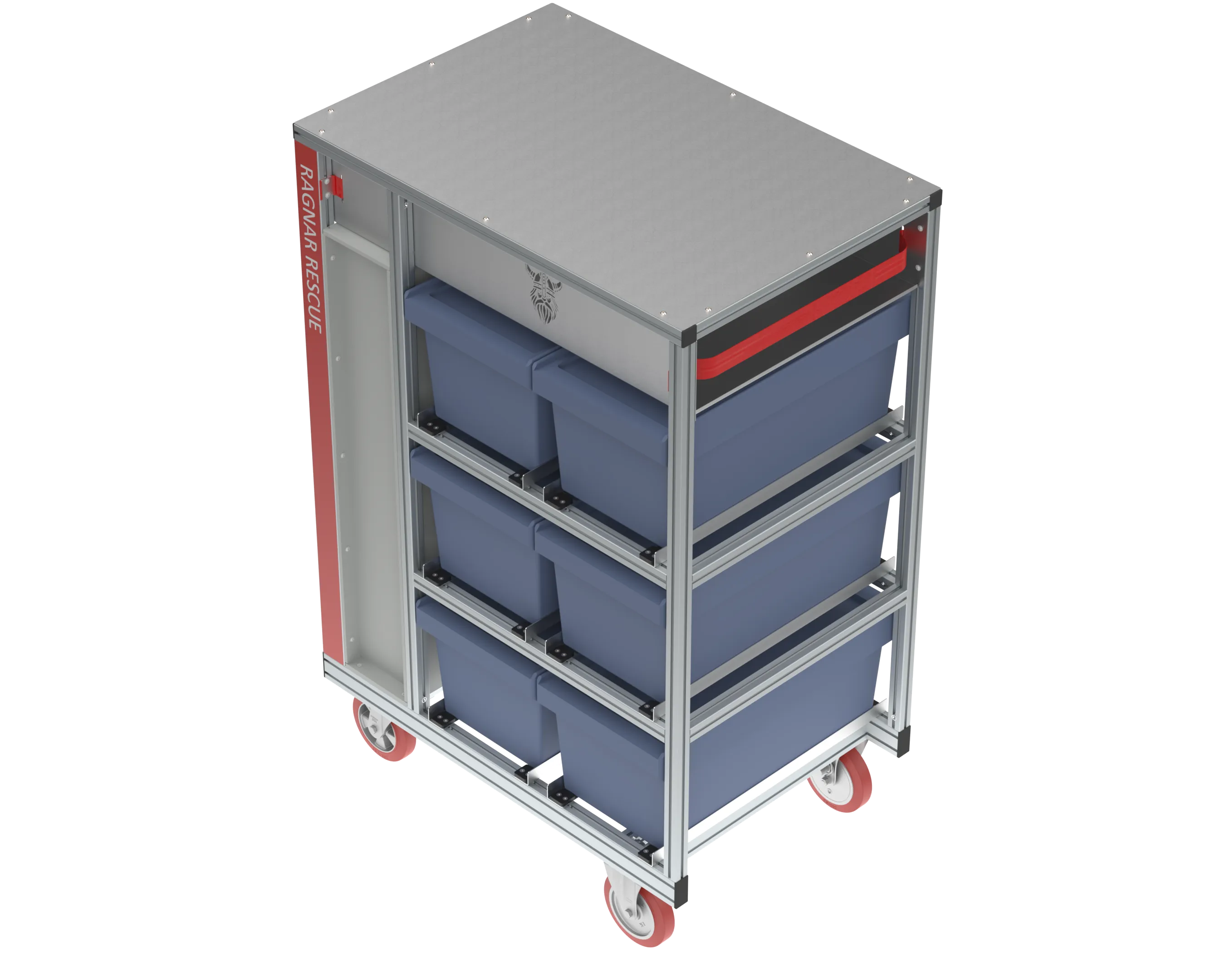 Rollcontainer Brandbekämpfung — isometrische Ansicht