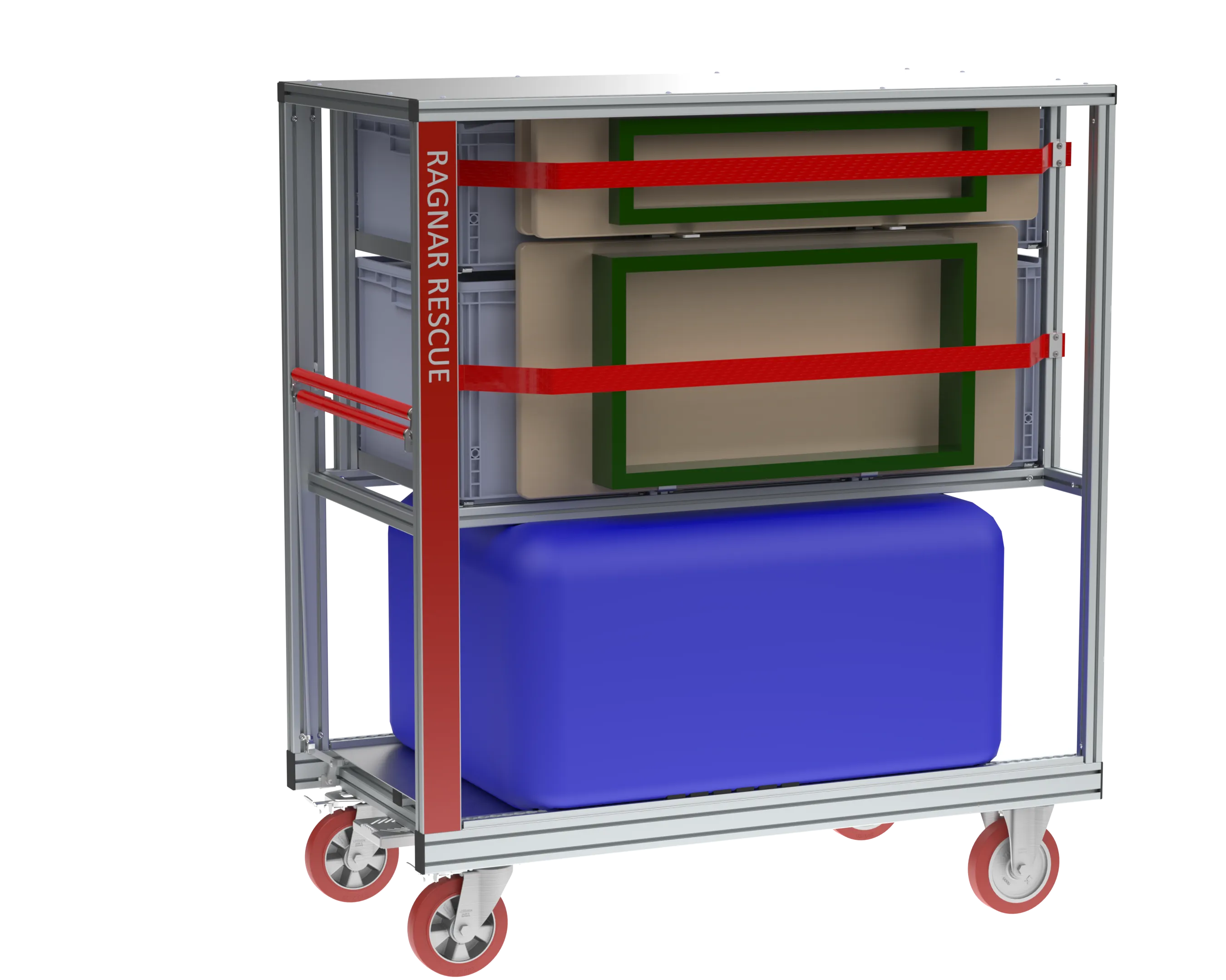 RC Dekon Aufenthaltszelt — Rollcontainer, isometrische Ansicht