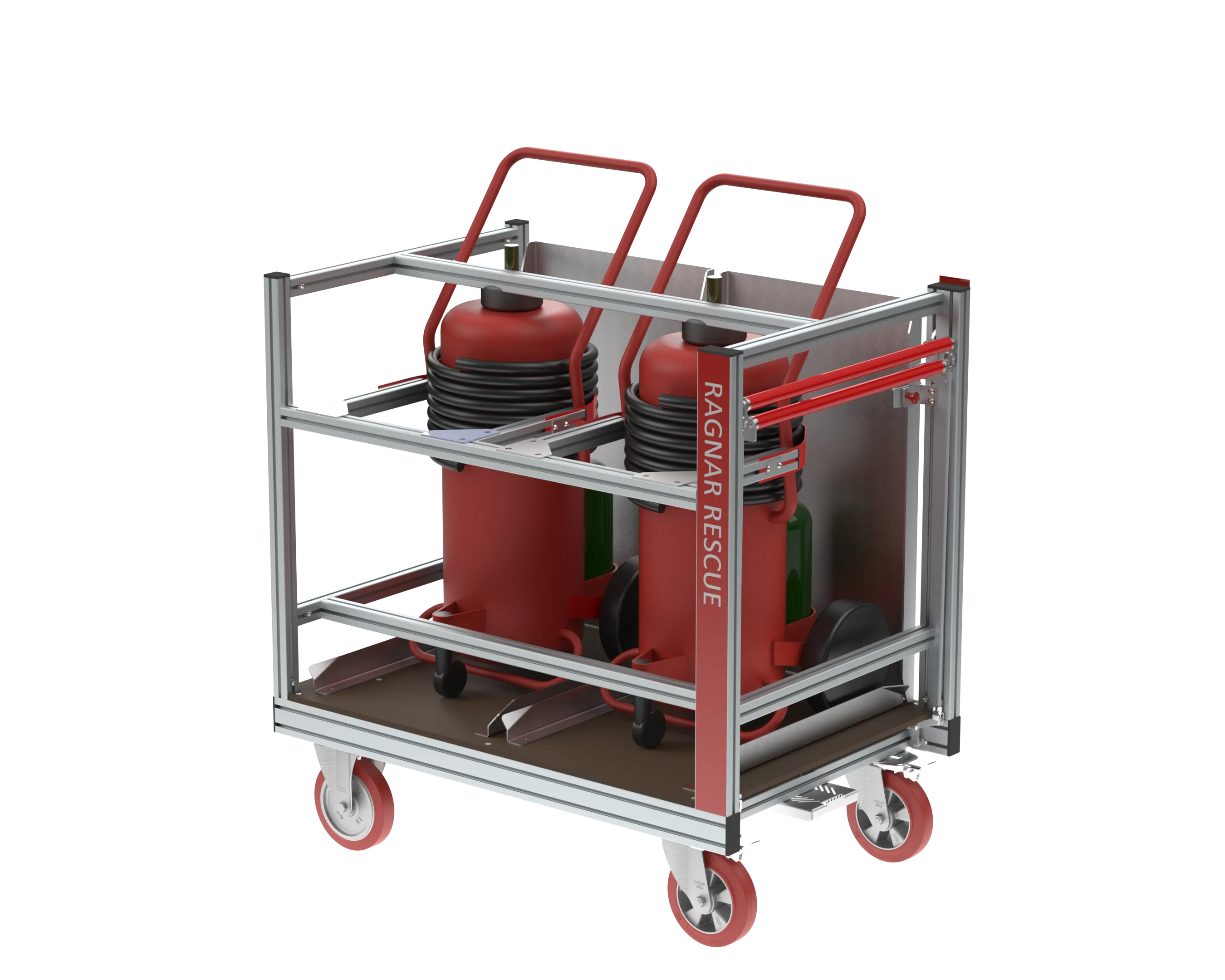 RC Feuerlöscher — Rollcontainer, isometrische Ansicht