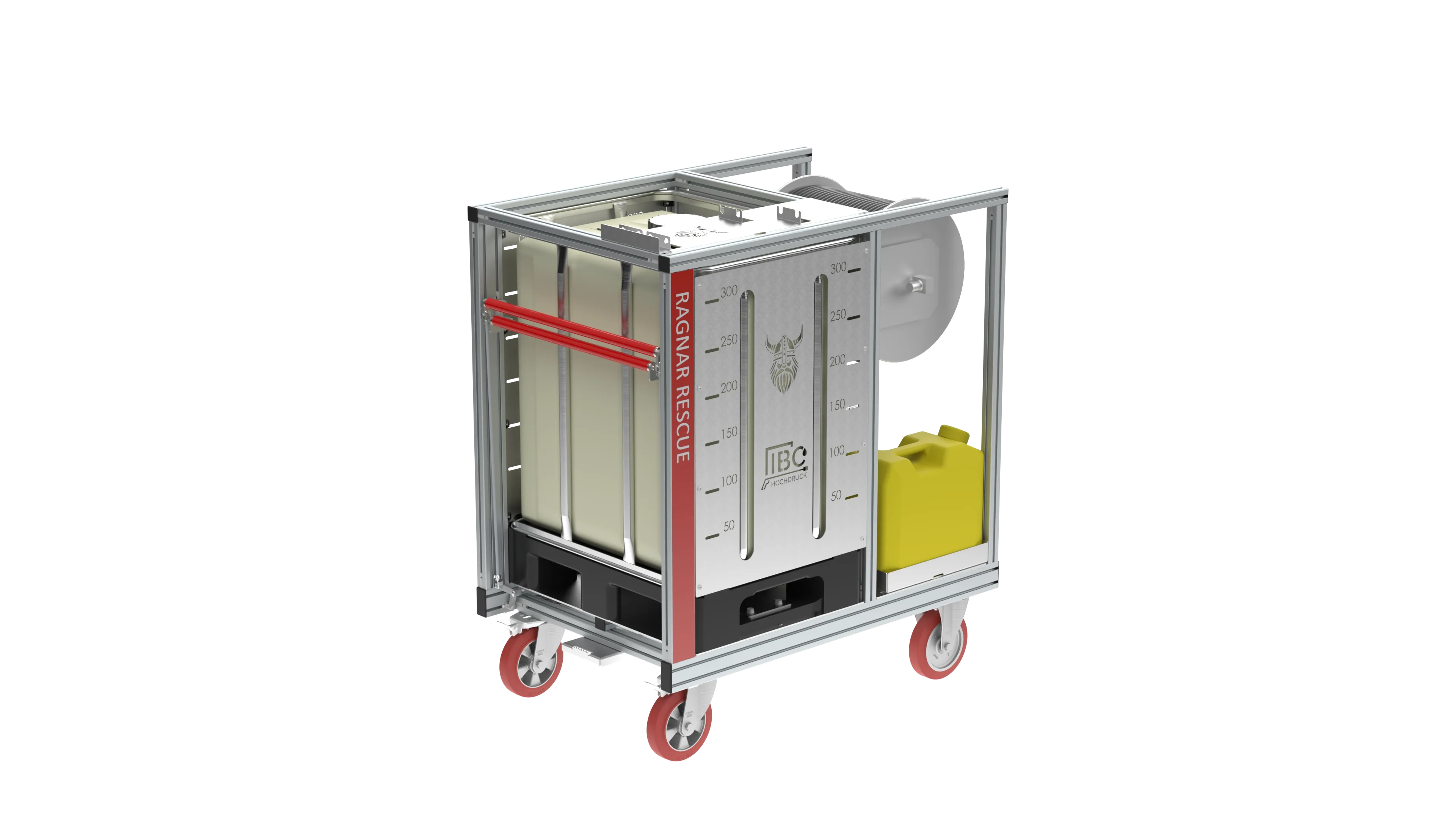 RC IBC Hochdruck — Rollcontainer, isometrische Ansicht
