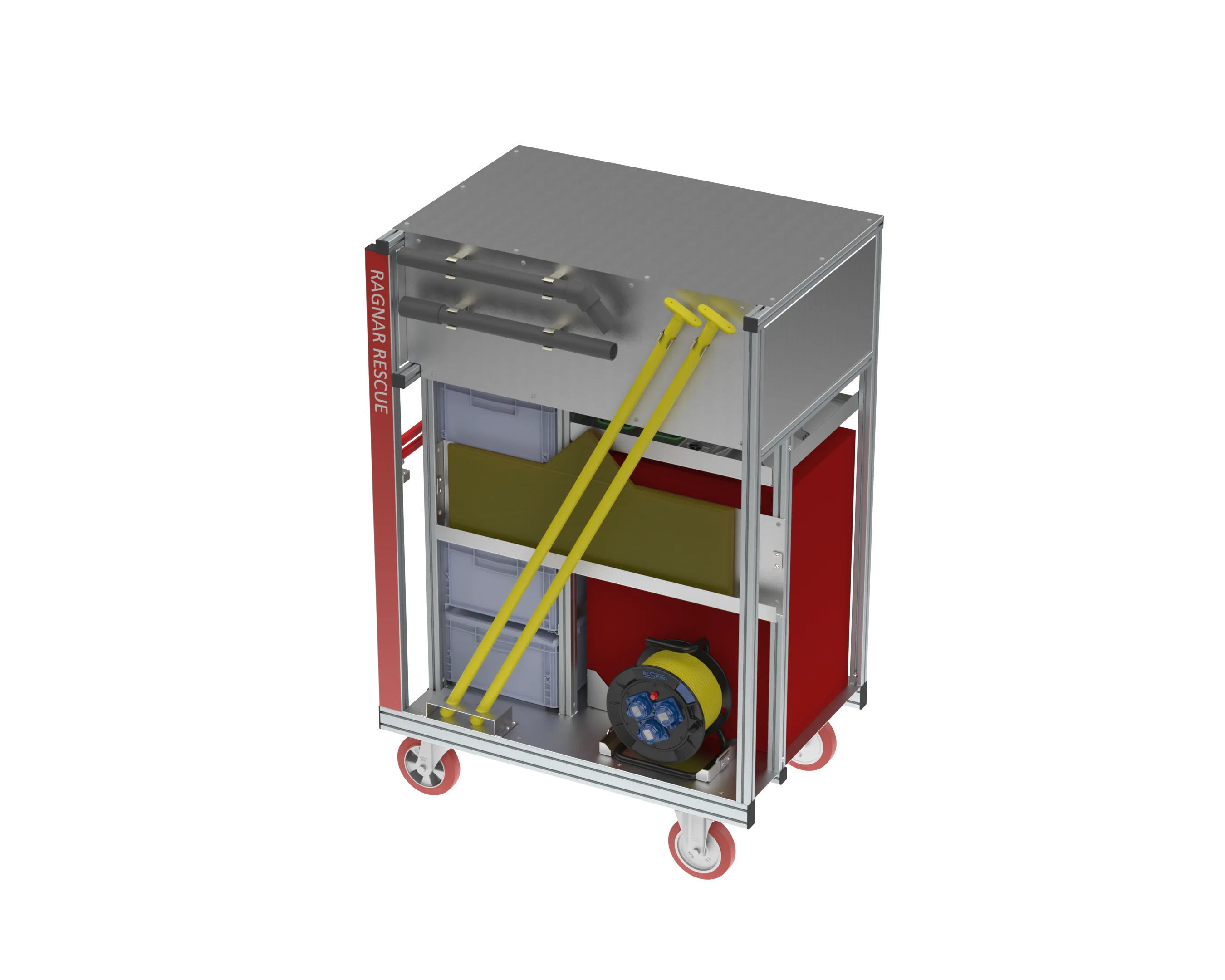 RC Starkregen — Rollcontainer, isometrische Ansicht
